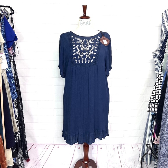 NWT🤩 |•KNOX ROSE•| Navy Blue Layered Dress Size XL - Picture 1 of 13